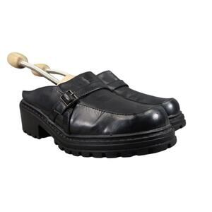 Unionbay Shoes Womens 7 Chunky Clog Loafers Slip On Buckle Strap Y2k 90s Black
